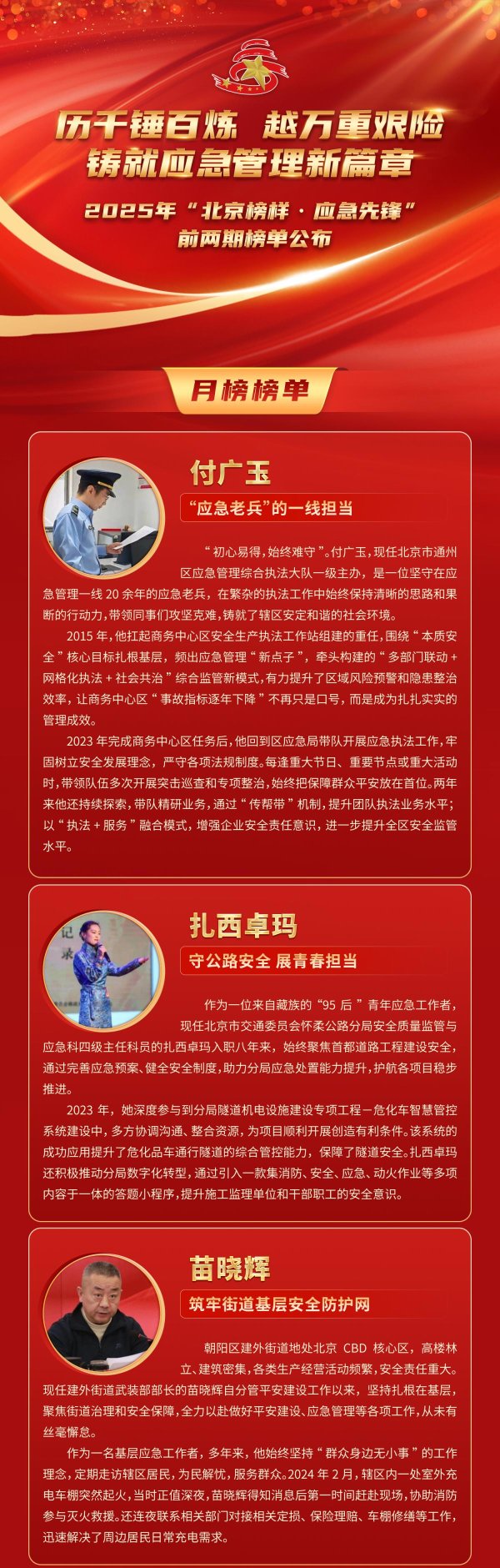 启天配资 2025年“北京榜样·应急先锋”前两期榜单公布